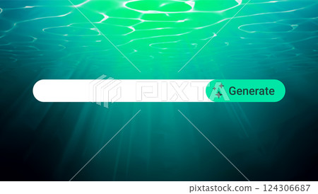 Futuristic search bar with Ai generate button on underwater background. Ai generate modern concept Futuristic search bar with Ai generate button on underwater background. Ai generate modern concept 124306687