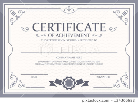 Vintage achievement certificate business document Vintage achievement certificate business document 124306688