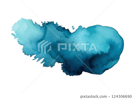 Blue ink watercolor turquoise splash paint blob. Blue ink splatter stain abstract vector background. Blue ink watercolor turquoise splash paint blob. Blue ink splatter stain abstract vector background. 124306690