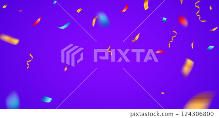 Vector confetti carnival background ribbon banner. Birthday confetti firework carnival design Vector confetti carnival background ribbon banner. Birthday confetti firework carnival design 124306800