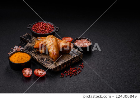 Grilled chicken wings with salt and spices Grilled chicken wings with salt and spices 124306849