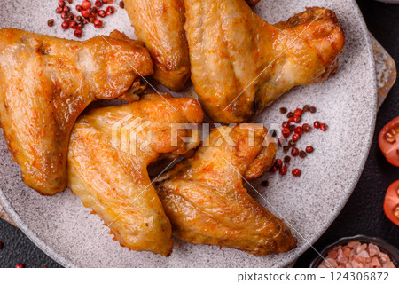 Grilled chicken wings with salt and spices Grilled chicken wings with salt and spices 124306872