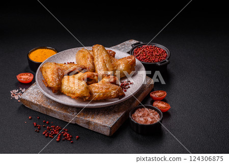 Grilled chicken wings with salt and spices Grilled chicken wings with salt and spices 124306875