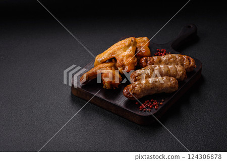 Grilled chicken wings with salt and spices 124306878