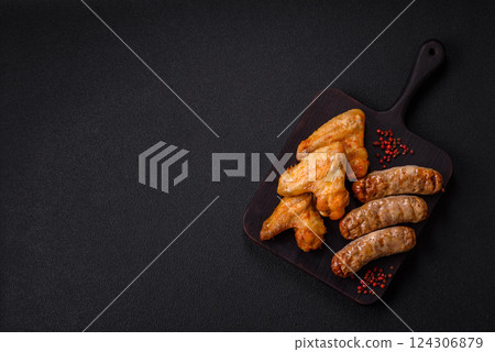 Grilled chicken wings with salt and spices 124306879