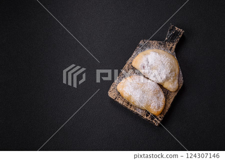 Sweet dumplings with fruits and berries 124307146