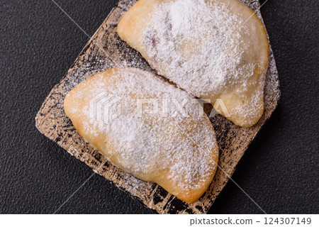 Sweet dumplings with fruits and berries Sweet dumplings with fruits and berries 124307149