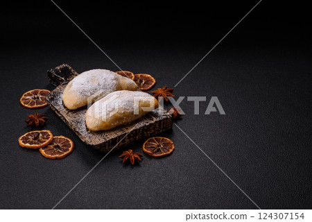 Sweet dumplings with fruits and berries 124307154