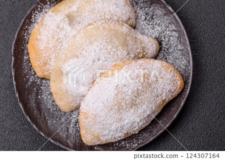 Sweet dumplings with fruits and berries Sweet dumplings with fruits and berries 124307164