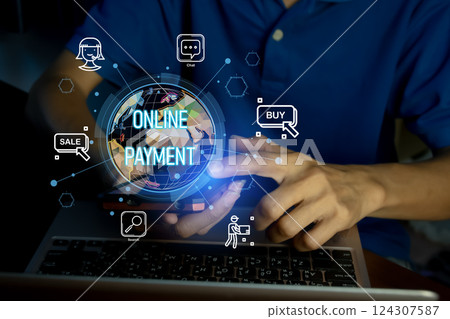Online payment concept, online payment of services and products 124307587