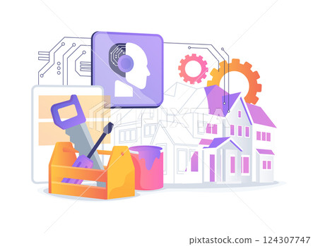 AI-Driven Historic Restoration abstract concept vector illustration. AI-Driven Historic Restoration abstract concept vector illustration. 124307747