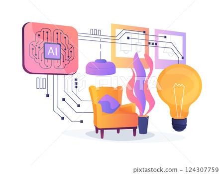 AI-Supported Lighting Design abstract concept vector illustration. AI-Supported Lighting Design abstract concept vector illustration. 124307759
