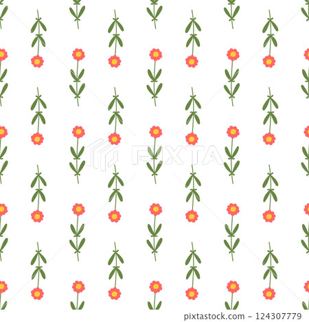 Seamless floral pattern. Colorful background in trendy minimalist style with herbal elements and gentle flowers. Seamless floral pattern. Colorful background in trendy minimalist style with herbal elements and gentle flowers. 124307779