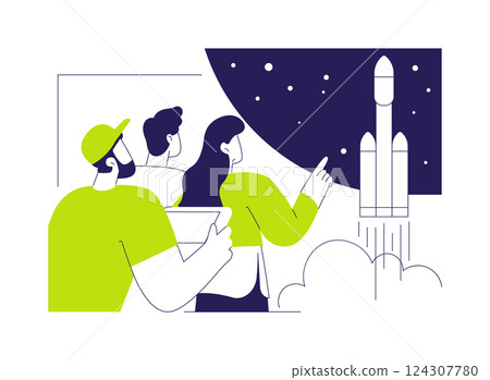 Satellite launch abstract concept vector illustration. 124307780