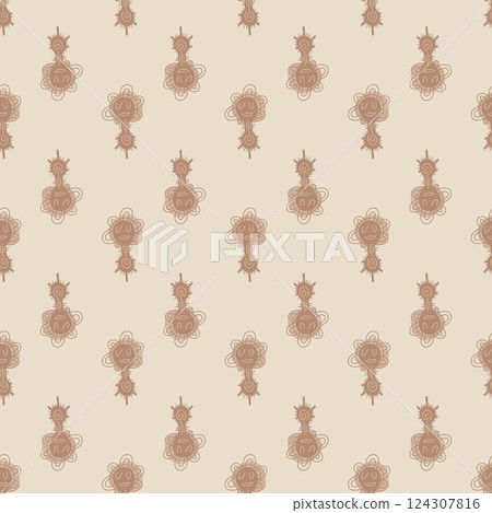 Seamless pattern with abstract doodle ornaments. Vector texture. 124307816