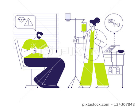 Hypertensive crisis emergency help abstract concept vector illustration. 124307848