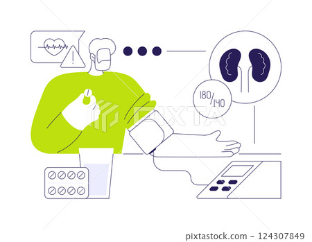 Hypertension treatment abstract concept vector illustration. Hypertension treatment abstract concept vector illustration. 124307849