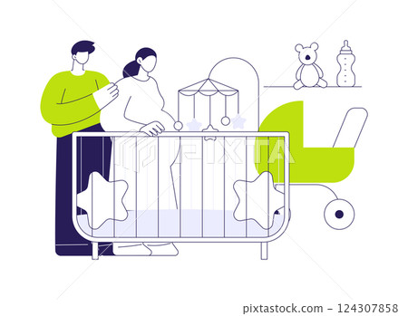 Decorating baby room abstract concept vector illustration. 124307858
