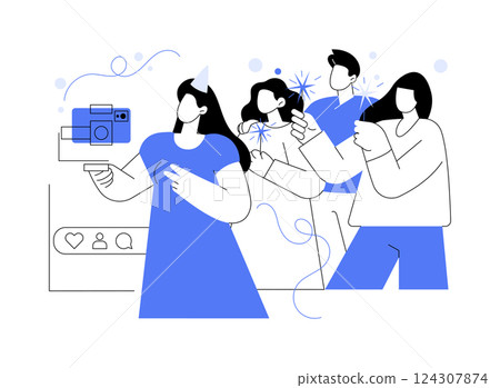 Posting happy moments isolated cartoon vector illustrations. 124307874
