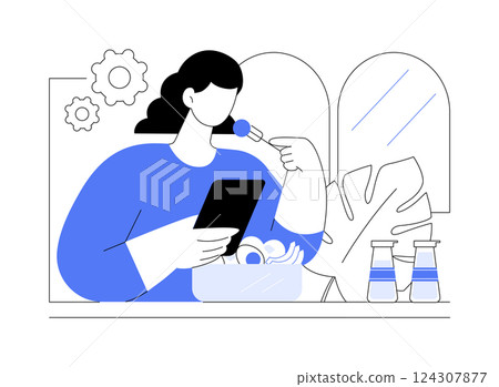 Scrolling social media isolated cartoon vector illustrations. 124307877