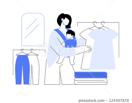 Shopping with a baby isolated cartoon vector illustrations. 124307878