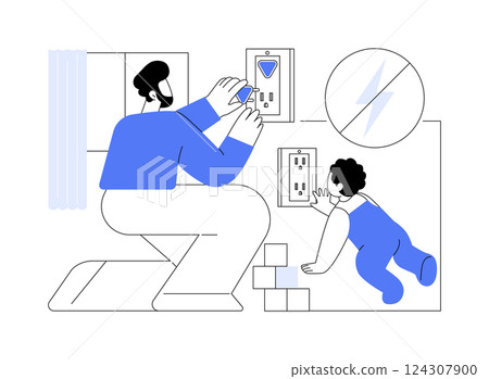 Baby safety isolated cartoon vector illustrations. Baby safety isolated cartoon vector illustrations. 124307900