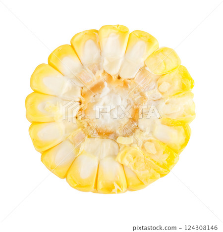 sweetcorn slice isolated on white background sweetcorn slice isolated on white background 124308146