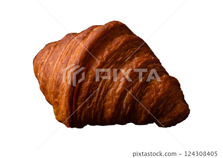 Sweet fresh crispy croissant with chocolate filling 124308405