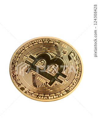 Bitcoin cryptocurrency dummy in the form of a round iron coin Bitcoin cryptocurrency dummy in the form of a round iron coin 124308428