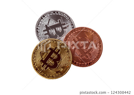Bitcoin cryptocurrency dummy in the form of a round iron coin Bitcoin cryptocurrency dummy in the form of a round iron coin 124308442