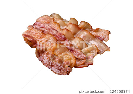 Delicious bacon in the form of slices with salt, spices and herbs Delicious bacon in the form of slices with salt, spices and herbs 124308574