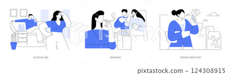 Bad habits isolated cartoon vector illustrations se Bad habits isolated cartoon vector illustrations se 124308915
