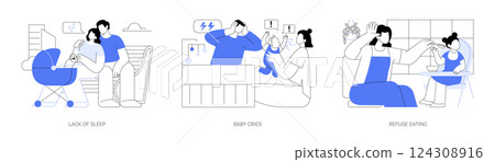 Young parents problems isolated cartoon vector illustrations se Young parents problems isolated cartoon vector illustrations se 124308916