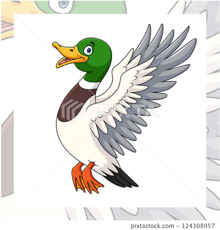 Mallard duck cartoon mascot character design Mallard duck cartoon mascot character design 124308957