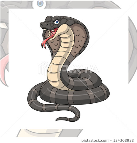 King cobra cartoon mascot character design 124308958