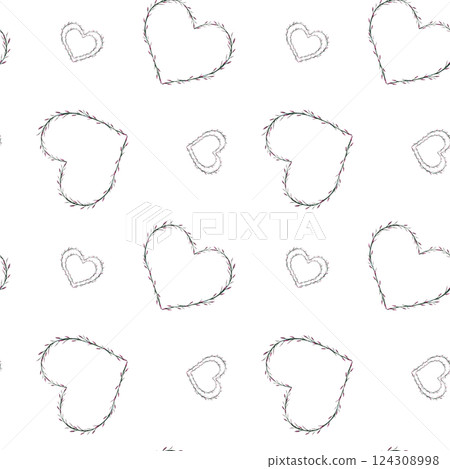 Abstract seamless pattern simple floral hearts. Watercolor illustration isolated from the background for packaging on Valentine's Day, March 8 or Birthday print product. Wrapping paper and textile 124308998