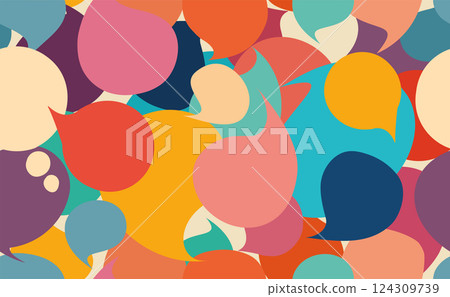 Seamless pattern Colored Speech Bubble. Communication and dialogue. Social network. Speak - discussion - chat. Talking and communicate Symbol.DEIB -Diverse culture concept Seamless pattern Colored Speech Bubble. Communication and dialogue. Social network. Speak - discussion - chat. Talking and communicate Symbol.DEIB -Diverse culture concept 124309739