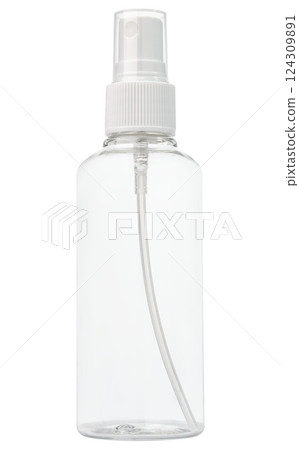 Compact plastic bottle with convenient sprayer. Compact plastic bottle with convenient sprayer. 124309891
