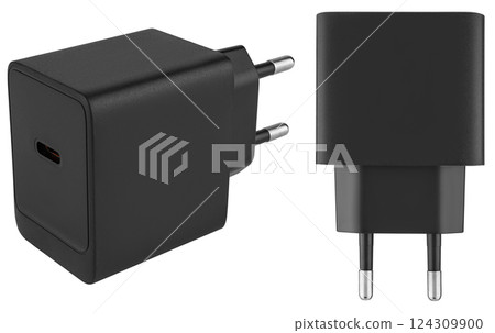Powerful black colored power adapter for gadgets. 124309900