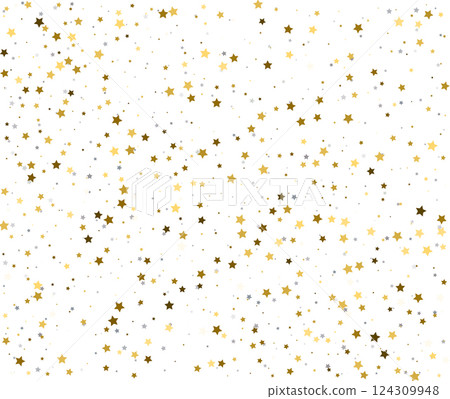 Winter Star Confetti Falling on White for Festive Holiday Background. Winter Star Confetti Falling on White for Festive Holiday Background. 124309948