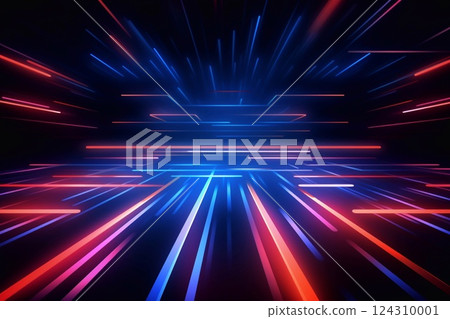 Abstract neon illusion. Digital neon art. Generative AI 124310001