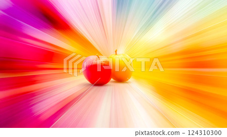 Two apples creating vibrant starburst background 124310300