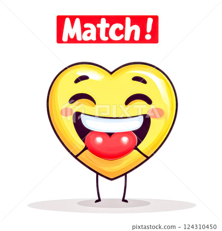 Heart shaped emoji showing love and expressing happiness, perfect match found 124310450