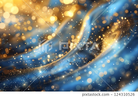 Winter storm. Abstract blue sparkles on dark background. Neural network ai generated 124310526