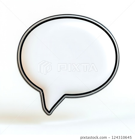 White speech bubble floating on white background representing communication White speech bubble floating on white background representing communication 124310645