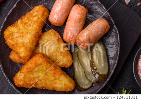 Hash browns with potatoes and onions, salt and spices 124311311