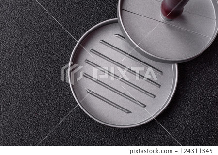 Metal press for making minced meat cutlets for burgers 124311345