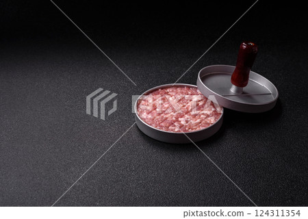 Metal press for making minced meat cutlets for burgers Metal press for making minced meat cutlets for burgers 124311354