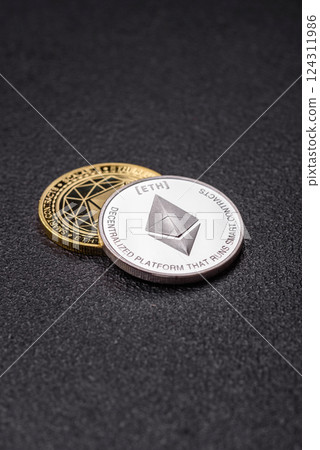 Ethereum cryptocurrency dummy in the form of a round iron coin Ethereum cryptocurrency dummy in the form of a round iron coin 124311986
