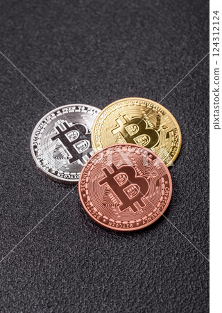 Bitcoin cryptocurrency dummy in the form of a round iron coin 124312124